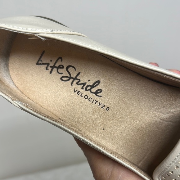 Life India Stride Almond Milk Perforated Flats with Arch Support - Picture 2 of 10